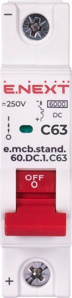 Модульный автоматический выключатель Enext s081012 e.mcb.stand.60.DC.1.C63 1р 63А C 6кА DC s081012 фото
