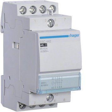 Контактор Hager ESC442 модульний 2НО+2НЗЗ AC1/AC7a 40A 230В 50Гц ширина 3М ESC442 фото