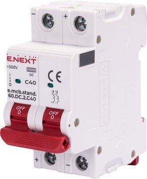 Модульний автоматичний вимикач Enext s081023 e.mcb.stand.60.DC.2.C40 2р 40А C 6кА DC s081023 фото