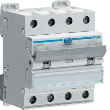 Дифференциальный автоматический выключатель Hager ADM460C 4P 6kA C-10A 30mA A ADM460C фото