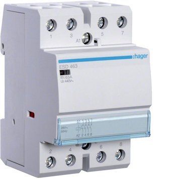Контактор Hager ESD463 модульний 4НО AC1/AC7a 63A 24В 50Гц ширина 3М ESD463 фото