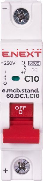 Модульний автоматичний вимикач Enext s081005 e.mcb.stand.60.DC.1.C10 1р 10А C 6кА DC s081005 фото