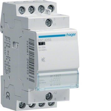 Контактор Hager ESC425S модульний безшумний 4НО AC1/AC7a 25A 230В 50/60Гц ширина 2М ESC425S фото