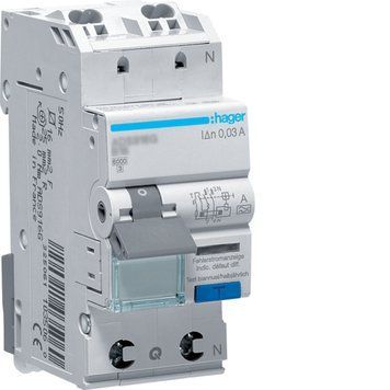 Дифференциальный автоматический выключатель Hager ADS913D QC 1P+N 6kA B-13A 30mA A ADS913D фото