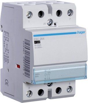 Контактор Hager ESC264 модульний 2НЗ AC1/AC7a 63A 230В 50Гц ширина 3М ESC264 фото