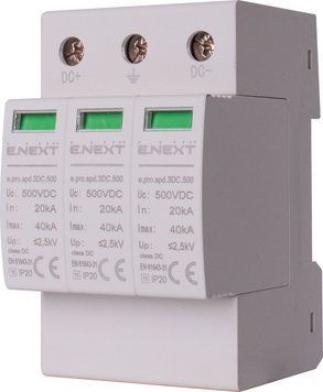 Пристрій для захисту від імпульсних перенапружень Enext p076021 e.pro.spd.3DC.500 3P DC p076021 фото